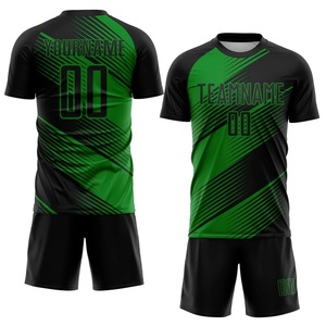 Conjuntos de Uniformes de Fútbol Sublimados con Logotipo Personalizado, Manga Corta, Transpirables, Verde Blanco, para Adultos, Unisex - Product Image 2