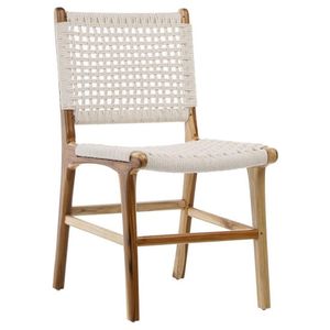 High Quality Sheesham Wood Dining Chair White Woven Rope <b>Seat</b> Handmade Wooden Side Chair for Dining Room Modern Furniture - Product Image 1
