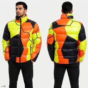 Chaqueta Acolchada para Hombre Magenta Cyan Cyber Lines, Poliéster OEM, Costuras Reforzadas, Diseño Moderno - Product Image 2