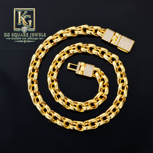 Collier chaîne Miami plaqué rhodium KG Square Jewels avec fermoir Moissanite Iced Out pour homme, idéal pour les soirées - Product Image 1