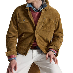 Top Trending Premium <b>Suede</b> <b>Jacket</b> Men Minimal Heritage Blouson OEM Custom Quiet Luxury Winter Fashion Outerwear Reinforced - Product Image 4