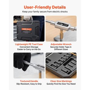 Set di 86 Pezzi di Maschi e Filiere per Misure Metriche e SAE da M3 a M12 # Set di Maschi e Filiere per Filettatura Grossa e Fine da 4 a 5/8 Pollici con Chiave e Valigetta per il Trasporto - Product Image 4