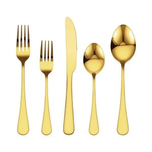 Ensemble de couverts en acier inoxydable plaqué or, finition miroir, fourchette, cuillère, couteau, style occidental, pour mariage, kit de 4 pièces - Product Image 5