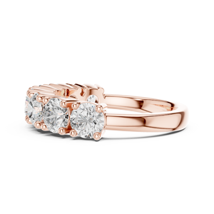 Élégante bague à sept pierres en moissanite plaquée or rose 14 carats pour femme - Bijou de mariée raffiné à taille brillant rond - Product Image 2