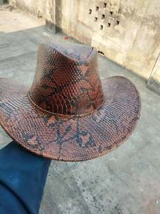Sombrero de vaquero de piel de pitón, sombrero occidental de piel de vaca, sombrero de vaquero de piel exótica, sombrero de vaquero de cuero genuino, sombrero de piel de pitón - Product Image 3