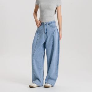 Skinny Fit High Waist Plus Size Women's Jeans Women Light Blue Barrel Leg Denim Jeans Mid Rise Relaxed Fit Vintage Style Trendy - Product Image 1