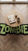Einzigartiger Zombie-Horror Geometrischer Handgetufteter Woll-Teppich Rutschfester Grüner Weicher Plüsch-Akzentteppich für Wohnraumdekoration