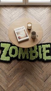 Alfombra Antideslizante de Lana con Diseño Geométrico de Terror Zombi, Hecha a Mano, Verde, Suave y Afelpada, para Decoración del Hogar - Product Image 3