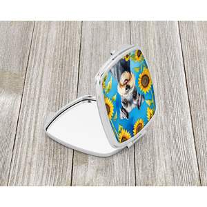 Espejo de maquillaje de viaje compacto para mujeres y niñas, girasoles Schnauzer, espejo de bolsillo de mano plegable decorativo, regalo - Product Image 2