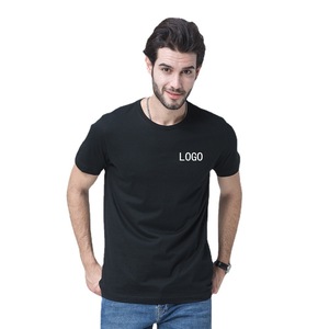T-shirt à manches courtes pour homme, noir, à séchage rapide, col rond, coupe ample, sportif, couleur unie, logo imprimé sur le devant, tissu jersey décontracté - Product Image 3