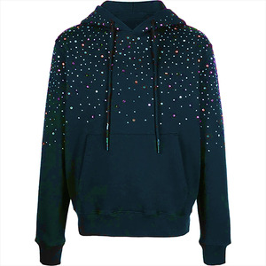 Sweat-shirts à capuche surdimensionnés en molleton 100% coton épais 500 GSM de haute qualité avec logo personnalisé, style streetwear, pour hommes, avec strass - Product Image 3
