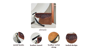 กระเป๋าสตางค์หนังวัวแท้แบบมีซิปสำหรับผู้หญิงกระเป๋าคลัทช์แบบพกพา - Product Image 4