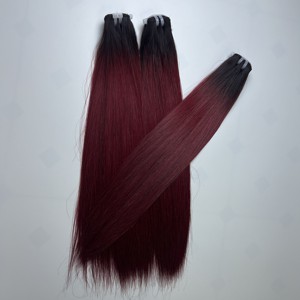 มัดผมตรงไม่มีขนสีเบอร์กันดีมีลูกไม้ที่ต่อผมตรงไม่พันกันสารเคมี - Product Image 5