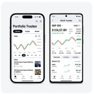 Aplicación Royalcraft Portfolio Tracker – Segue tus inversiones, acciones, criptomonedas, fondos mutuos, información en tiempo real para iOS/Android - Product Image 2