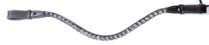 Fast-<b>Change</b> Stud Loop Horse Browband High Sparkle 10mm Rivoli Crystal Black Diamond Grey Crystal Curved Leather Equestrian Tack - Product Image 5