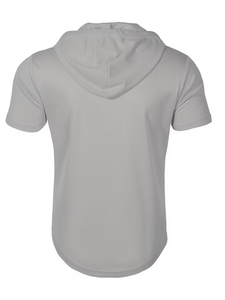 T-shirt à capuche à manches courtes pour homme, couleur unie, tricoté, coupe classique, écologique, respirant, en polyester/coton compressé teint uni - Product Image 2