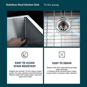 Lavello da cucina a incasso singolo in acciaio inossidabile calibro 16 per bar o aree di preparazione, categoria prodotto: piatti e stoviglie - Product Image 2