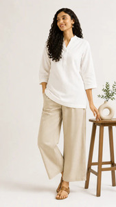 Women's <b>White</b> Wide Leg 100% Cotton High Waist Straight <b>Palazzo</b> <b>Pants</b> Formal Summer Regular Fit Solid Eco-Friendly - Product Image 1