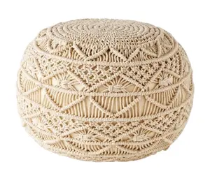 High Quality Pure Soft Cotton Rope Hand Woven Macrame Pouf//morcaan pouf Home Decoration Accessories