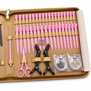 Kit d'outils professionnels pour extensions de cheveux avec pinces, pinces de sectionnement, peigne et accessoires micro-anneaux pour usage en salon - Product Image 5