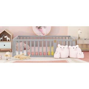 Letto a giorno in legno grigio a grandezza naturale con recinzione per bambini (vecchio SKU WF289662AAE) - Product Image 4
