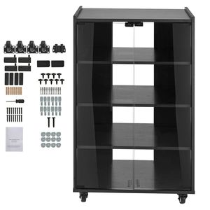 Supporto Multimediale a 5 Ripiani con Ruote in Melaminico, Regolabile in Altezza per Lettori DVD, Decoder, Console di Gioco - Product Image 1