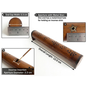 Handmade Wooden Incense Burner <b>Box</b> Rustic Bamboo Ash Catcher & <b>Storage</b> Carved Floral Design For Home Yoga & Spiritual Decoration - Product Image 4
