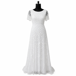 Luxury White Floral Embroidered Maxi Dress for Women Elegant Evening Party Wedding Guest Lace Mesh Formal Occasion Gown Premium - Product Image 1