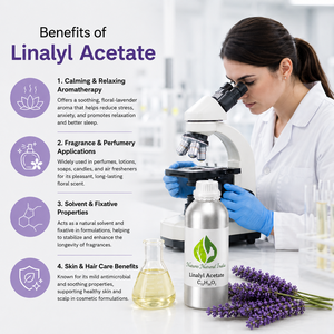 Acétate de Linalyle, Produit Chimique Aromatique, 100% Pur, Fournisseur OEM en Vrac, Huile Essentielle de Lavande et de Sauge Sclarée de Qualité Industrielle - Product Image 1