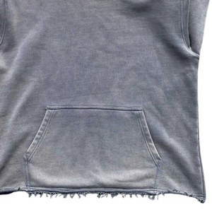 Fabricante de sudaderas con capucha grises desgastadas personalizadas, sudadera extragrande con dobladillo sin rematar y marca OEM, sudadera con capucha rosa lavada con efecto desgastado por el sol, extragrande - Product Image 3