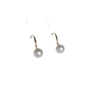 Boucles d'oreilles en perles d'Akoya d'eau douce naturelles de 8-9 mm, brillantes, transparentes, design talons hauts, petites, légères, crochets d'oreille pour femmes - Product Image 5