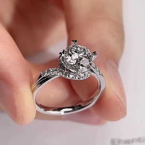 แหวนหมั้นเพชรทรงกลมเจียระไนแบบบริลเลียนท์สำหรับผู้หญิง ทองคำแท้ 18K ชุบโรเดียม ตัวเรือนแบบหนามเตย สไตล์คลาสสิก ได้รับการรับรองจาก GIA - Product Image 6