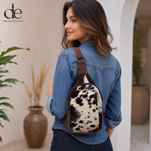 Sac à bandoulière en cuir de vachette tendance et élégant, sac de voyage polyvalent facile à transporter, ceinture porte-monnaie - Product Image 3