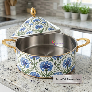 Artisan Crafted Stainless Steel Casserole <b>Pot</b> Superior Quality Unique Damask Design Luxury Hot <b>Pot</b> Serving Dish Food Warmer <b>Pots</b> - Product Image 2