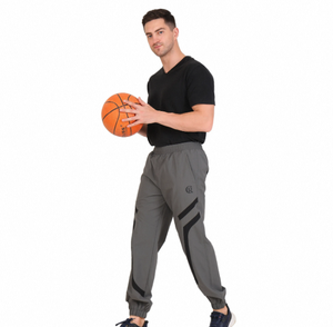 New Arrival Dark Grey Polyester <b>Slim</b> Tapered Fit Casual <b>Joggers</b> Track Pants Pockets Elastic Waist Breathable for Men Best Price - Product Image 1