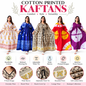 Robe Kaftan en Coton Imprimé pour Femme, Motif Tie-Dye Floral Paisley, Style Bohème, Tenue de Plage, Vêtement de Vacances, Vente en Gros - Product Image 6