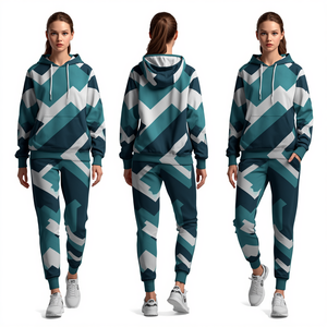 Conjunto Deportivo Informal Unisex con Capucha y Cremallera, Diseño a Cuadros, Ligero, de Poliéster/Algodón Antipilling, Marca Caustic International - Product Image 1