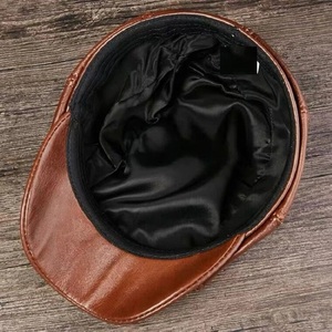 Unisex Genuine Leather Cabbie <b>Caps</b> Casual Vintage Driving <b>Flat</b> Winter <b>Men's</b> Adjustable Elastic Customizable Image Character - Product Image 5