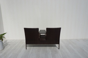 CR00020 Direct factory in Viet Nam Modern 2-Person Outdoor Rattan Loveseat With Teal <b>Cushions</b> Water Resistant Patio <b>Bench</b> - Product Image 4
