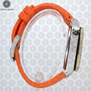 Montre de luxe Charm_Jewells en acier inoxydable, boîtier irrégulier de 43 mm, mouvement à quartz analogique, bracelet en silicone orange, unisexe, tendance - Product Image 3