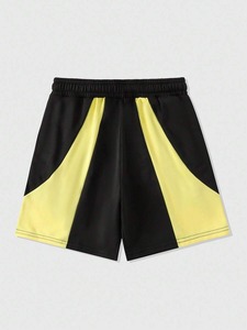 High Demanding Custom Logo <b>Yellow</b> Black Two Tone Lightweight Breathable Casual Athletic Summer Drawstring <b>Shorts</b> - Product Image 2