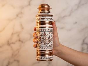 Bouteille d'eau en cuivre, design oriental, thermos portable, utilisation en voyage - Product Image 1