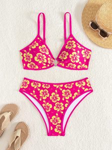 Conjunto de bikini personalizado OEM, traje de baño estampado para mujer, estampado floral brillante, conjunto de bikini de dos piezas para verano y playa para damas. - Product Image 6