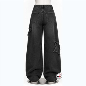 Pantalones Vaqueros Anchos de Cintura Alta para Hombre, Estilo Urbano, Desgastados con Estrellas, de Algodón, para Primavera, Venta al por Mayor - Product Image 5