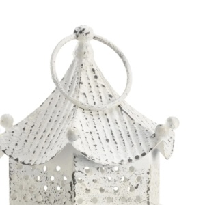 Linterna de portavelas de metal con pátina blanca de último diseñador para decoraciones de mesa y colgantes - Product Image 2