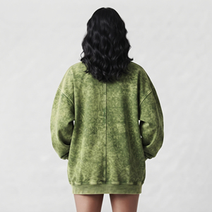 Sudaderas de mujer con efecto lavado, de hombro caído, manga larga, de peso pesado, de algodón polar, oversize, con lavado ácido - Product Image 2