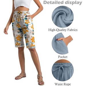 Wholesale Women Capri <b>Shorts</b> Breathable Lightweight Casual Sports Yoga <b>Lounge</b> Wear Custom Private Label OEM ODM Factory - Product Image 4