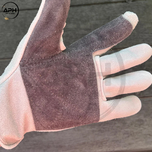 Grey White Leather Driver Gloves Suede Palm Durable Stitching Flexible <b>Mens</b> <b>Work</b> Hand Wear Wholesale Driver Gloves - Product Image 4