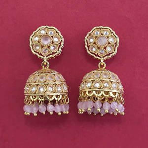 Achetez en ligne des Jhumki antiques de qualité export avec placage or 233105 - Product Image 4
