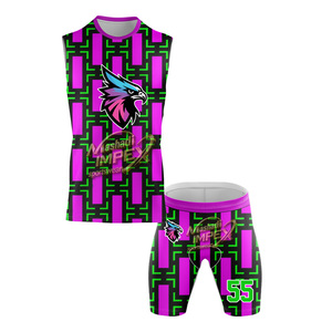 Mashadi IMPEX Ensemble de maillot de basketball sublimé rose vert avec logo Hawk, débardeur, short, sac à dos, tenue de sport unisexe pour adulte - Product Image 4